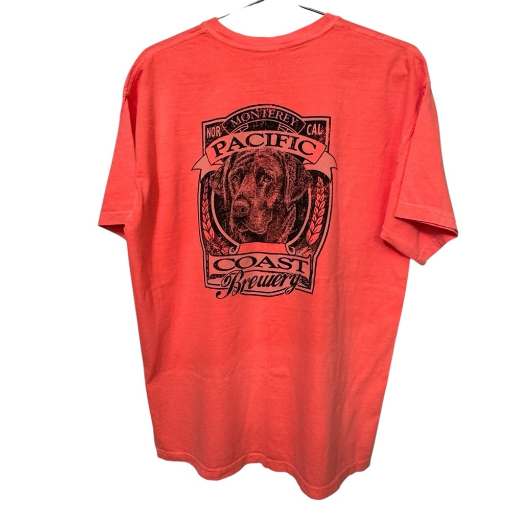 Pacific Coast Brewery Monterey CA Surf Neon Pink Men’s High End L T-Shirt MINT